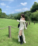 ロングドレス キャバドレス フレンチ風 アシンメトリー ワンショルダー 長袖 タイトワンピース ミディ丈 シルエット LW2-CD3-141-5750790