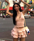 上下セットビキニ水着体型カバーワンピースビキニ花柄レースフリル露出控え温泉ビーチ海 WQ7-GM-adn006