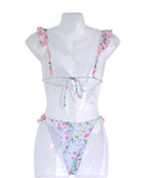 三角ビキニ水着花柄セクシーモノキニタンキニフリルビーチ海SNS話題 WQ7-XYX-Q9181