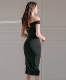 膝丈ドレスワンーショルダーセクシーエレガントキャバドレス非対称オフショルダー気質 WQ2-ZED888011A71