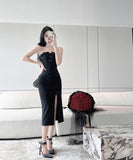 膝丈ドレスキャバドレスベアトップフラワーセクシーエレガント気質ナイトクラブキャバクラ谷間見せ WQ2-DD4819