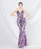 【6色】ロングドレス キラキラ パーティードレス ワンーショルダー お姫様 誕生日 演奏会 イベント宴会 WQ2-YEY31579#