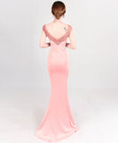 【4色】ロングドレスマーメイドドレスナイトドレスエレガントオフショルダーセクシー高級感手作りドレス宴会パーティー演奏会 WQ2-YEY8050#