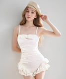 ビキニ水着タンキニモノキニ体型カバーリボンフリル大人可愛いAラインワンピース温泉ビーチ海 WQ7-YWDS125033