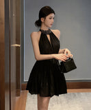 Lady's coco ミニドレス キャバドレス セクシー キラボシ レトロ ホルターネック ウエストシェイプ パーティー デート JC2-XKDD408A-7041-Oct13