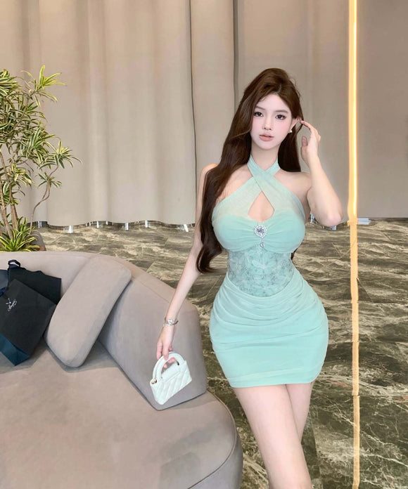 ミニドレスキャバドレスベアトップセクシーリボンパーティーナイトクラブ気質谷間見せ WQ2-DD4369