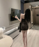 【2色】ミニドレス キャバドレス  花柄 レース セクシー ノースリーブ YH2-DD6215