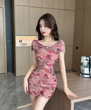 【4色】キャバドレス ミニドレス セクシー party  花柄 女性魅力 タイトドレス YH2-DD6423