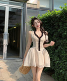 ミニドレス水玉柄谷間見せキャバドレスAライン着痩せ気質エレガントセクシー大人可愛い韓国っぽ WQ2-XKD-D310-3362-Apr8