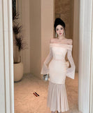 【秋新作】ロングドレス キャバドレス セクシー ボディコン オフショルダー  マーメイドドレス 結婚式 二次会 披露宴 パーティー 上品 高級感 LW2-CD7-238-87020590