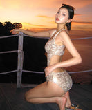 水着ビキニキラキラモノキニセクシーおしゃれ温泉ビーチ海タンキニ WQ7-DP-A10434