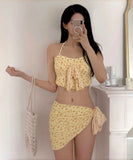 2色 3点式セット ビキニ水着ベアトップ花柄セクシーワンピースエレガント気質 体型カバー WQ7-GM-adn003