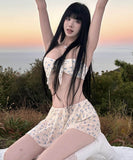 3点セットビキニワンピ水着モノキニフリル花柄大人可愛いハワイセクシー WQ7-CF-AD1803