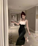 膝丈ドレスエレガントセクシー女子力宴会パーティー気質おしゃれスークエアネック WQ2-DD6463