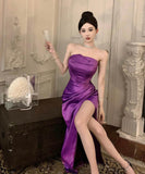 ロングドレスベアトップセクシー宴会パーティードレスサテンドレス気質イベント高級感 WQ2-ZED886073DXH343A