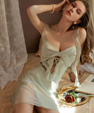 3色 パジャマ セクシー ルームウェア チュール 谷間露出 YH8-GR4128