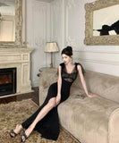 ロングドレスイベントキャバドレスチュールエレガント着痩せ気質宴会パーティー気質セクシー WQ2-ZED888617DXH238A