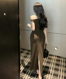 【秋新作】ロングドレス キャバドレス フレンチエレガント ワンショルダー ウエストマーク タイト シルエット 美ライン 着痩せ セクシー 大人フェミニン LW2-CD2-751-62250500