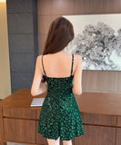 【2色】 ミニドレス キャバドレス セクシー  ミニ丈 タイトワンピース ベロア キャミワンピース タイト ボディコン LW2-DD5835