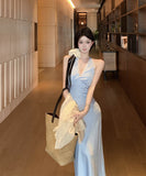 ロングドレスホルターネックVネック谷間見せレースカワセクシーエレガントバックレスドレスパーティー WQ2-XKD-D200-2935-Mar14