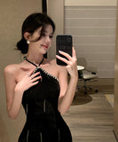 膝丈ドレス キャバドレス 宴会 気質 着痩せ 背露出 セクシー おしゃれ YH2-ZED885482DXH449