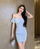 【3色】ミニドレス キャバドレス セクシー 気質 ノーショルダー おしゃれ YH2-YM8777