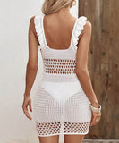 サンドレス ミニドレス 谷間見せ フリル おしゃれ クロシェ編み hot girl WQ2-CM5894