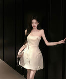 ミニドレスベアトップセクシーキャバドレスエレガントリボンかわいいパーティーナイトクラブ宴会SNS話題 WQ2-MXX2202