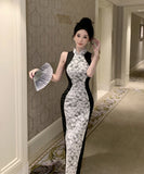 ロングドレスレースタイトドレス着痩せ気質中華風セクシーエレガントおしゃれ WQ2-ZED886358DXH348A