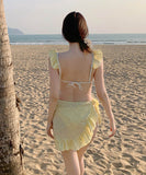 【3点セット】三角ビキニ水着ビキニホルターネックフリルリボンセクシーワンピース海温泉SNS話題 WQ7-DP-A10375