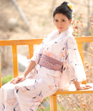 【日本即日発送】浴衣 浴衣セット 兵児帯 しわ兵児帯 伝統式浴衣 レディース 百合柄 草花柄 2024YTK-006