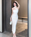 【3色】ロングドレスタイトドレスベアトップセクシーエレガント気質キャバクラ宴会パーティー WQ2-ZED886088GT513