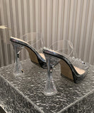 ハイヒール パンプス キラキラ スリッパ 美脚効果 歩きやすい 流行り カワセクシー 百掛け  ヒール 靴 WQ5-ZJ68589-5