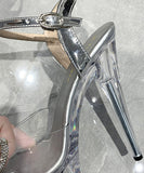 ハイヒール パンプス 14cm キラキラ スリッパ 美脚効果 歩きやすい 流行り OL 百掛け ヒール 靴 WQ5-ZJ001