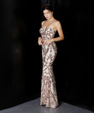 【5色】ロングドレス 宴会 気質 キラキラ 披露宴 脚長効果 ノーショルダー YH2-YEY16398#