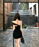 ミニドレスキャバドレス非対称フラワーオフショルダーセクシーナイトクラブパーティー WQ2-ZED882505DXH437A