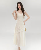 ロングドレス高級感フリルチュール非対称エレガント宴会パーティー二次会おしゃれ通勤OL風着痩せ WQ2-ZED887030GT415