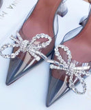 【2色】ハイヒール パンプス キラキラ 高見え レース パーティー 高級感 リボン WQ5-KLL9918-8