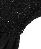 手作りドレスミニドレスキラキラ高級感Aラインパフスリーブ誕生日ドレスセレブ風着痩せ気質 WQ2-JY21695