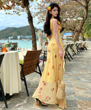 ロングドレスマーメイドドレス花柄フリル谷間見せセクシー同伴エレガント気質着痩せ WQ2-XHY911579