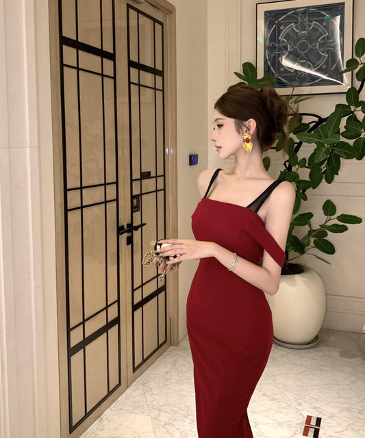 【秋新作】膝丈ドレス キャバドレス セクシー オフショルダー  タイト シルエット ウエストマーク LW2-CD7-343-91830460