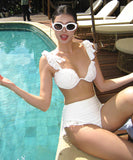 水着ビキニフリルカワセクシーハイウエスト旅行ビーチ海モノキニタンキニ WQ7-DP-A10423