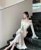 【秋新作】ロングドレス キャバドレス セクシー ボディコン オフショルダー  マーメイドドレス 結婚式 二次会 披露宴 パーティー 上品 高級感 LW2-CD7-238-87020590
