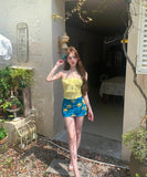 3点式セット2色ビキニ水着ベアトップ花柄セクシーワンピースエレガント気質 WQ7-DP-A10427