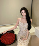 ロングドレス 刺繍 花柄 キャバドレス セクシー 宴会 高品質 YH2-DD6054