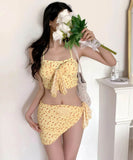 2色 3点式セット ビキニ水着ベアトップ花柄セクシーワンピースエレガント気質 体型カバー WQ7-GM-adn003