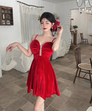 【2色】 ミニドレス キャバドレス セクシー 谷間魅せ Vネック ベルベット タイトキャミワンピース ウエストマーク パーティー 指名 LW2-DD5932