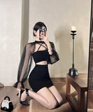 2点セット キャバドレス ミニドレス フリル セクシー 肌見せ party YH2-DD4518