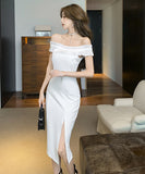 膝丈ドレス キャバドレス ワンショルダー 気質 エレガント 着痩せ おしゃれ YH2-DD6461