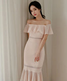 膝丈ドレス キャバドレス ワンショルダー 着痩せ セクシー エレガント おしゃれ YH2-ZED882709BH506